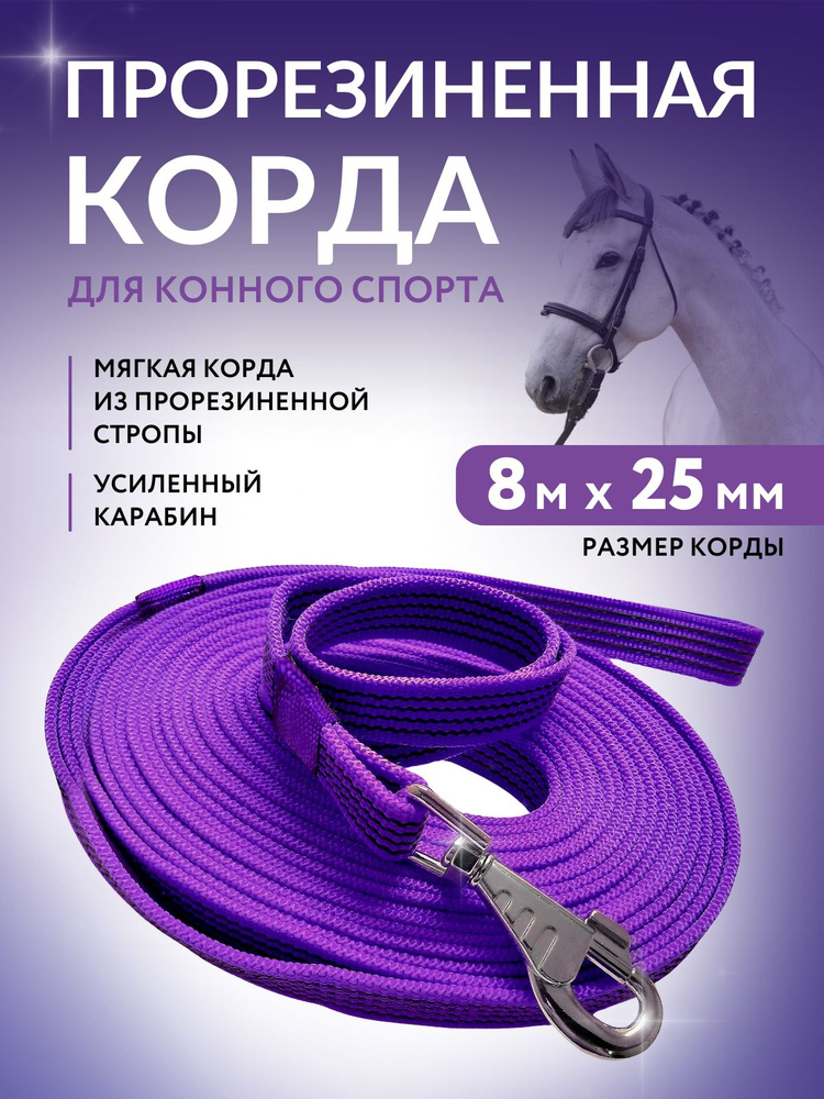 Корда из прорезиненной стропы с усиленным карабином 8метров  #1