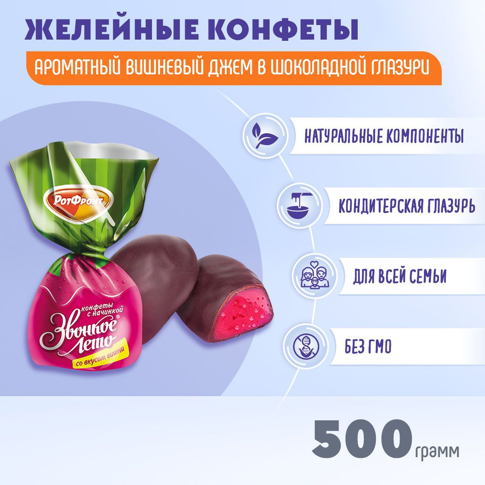 Конфеты Звонкое лето вкус вишни 500 грамм Рот Фронт #1
