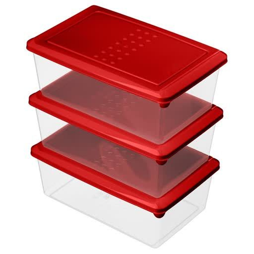Набор контейнеров для продуктов "Asti" прямоугольных 1,05л х 3 шт. красный  #1