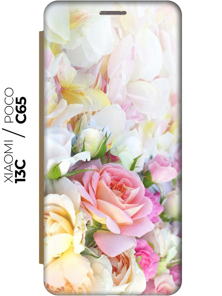 Чехол-книжка Нежные розы для Xiaomi Redmi 13C / Poco C65 / Сяоми Редми 13С / Поко С65  #1