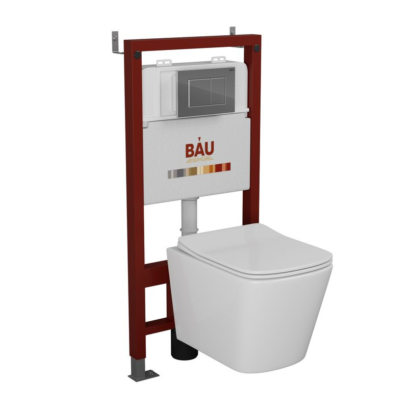 Комплект BAU 6 в 1: инсталляция BAU PRO, унитаз подвесной безободковый Bau Stil 51x35, сиденье дюропласт #1