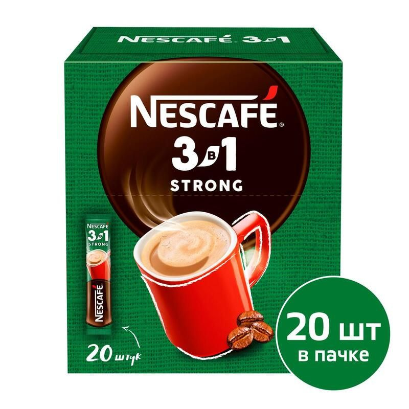 Кофе порционный растворимый Nescafe 3 в 1 крепкий 20 пакетиков по 14.5 г  #1