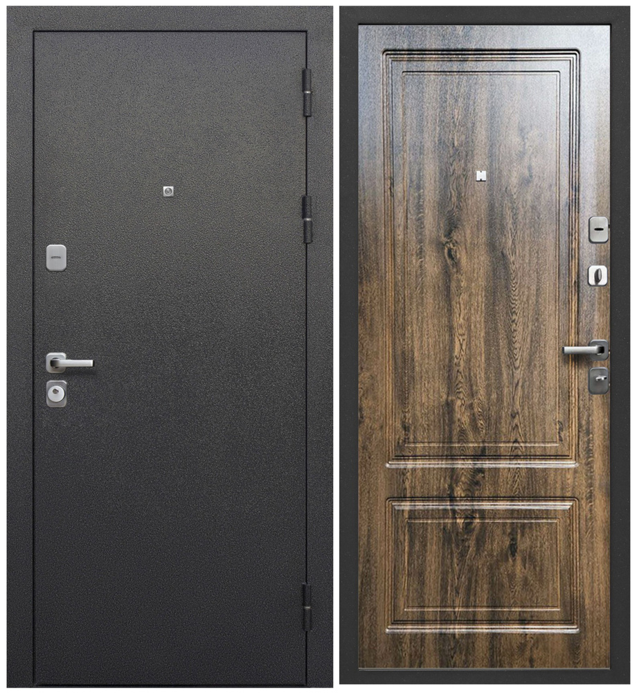 Входная дверь Ferroni Толстяк Букле Черный Грецкий Орех (960мм) левая  #1
