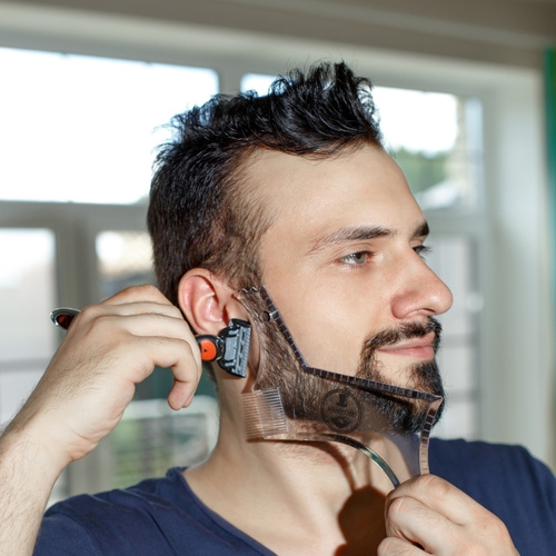 Трафарет для бритья бороды и усов Manecode - Бритвенный набор для домашней стрижки волос на лице - Шаблон #1