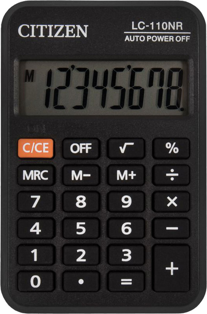 Калькулятор карманный CITIZEN LC-110NR, МАЛЫЙ (89х59 мм), 8 разрядов, питание от батарейки, ЧЕРНЫЙ, 1ед. #1