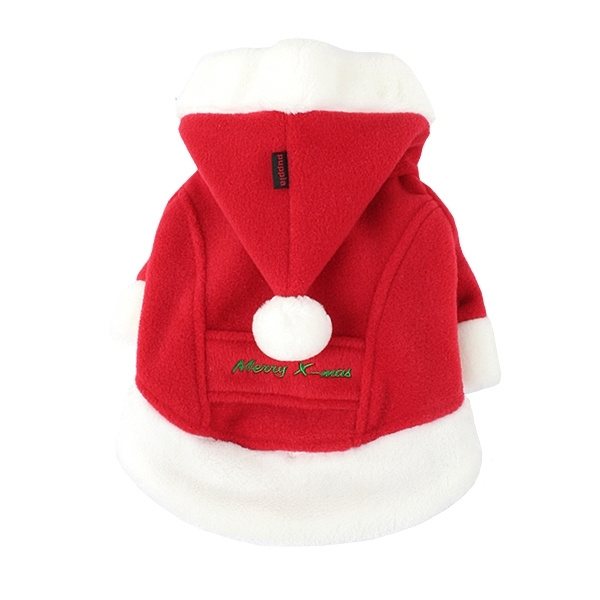 Куртка для собак с капюшоном новогодняя PUPPIA "Santa", красная, M, 26см (Южная Корея)  #1