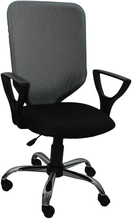Кресло компьютерное Элита S-1 серое хромированное пятилучье, пиастра, стул офисный поворотный на металлической #1
