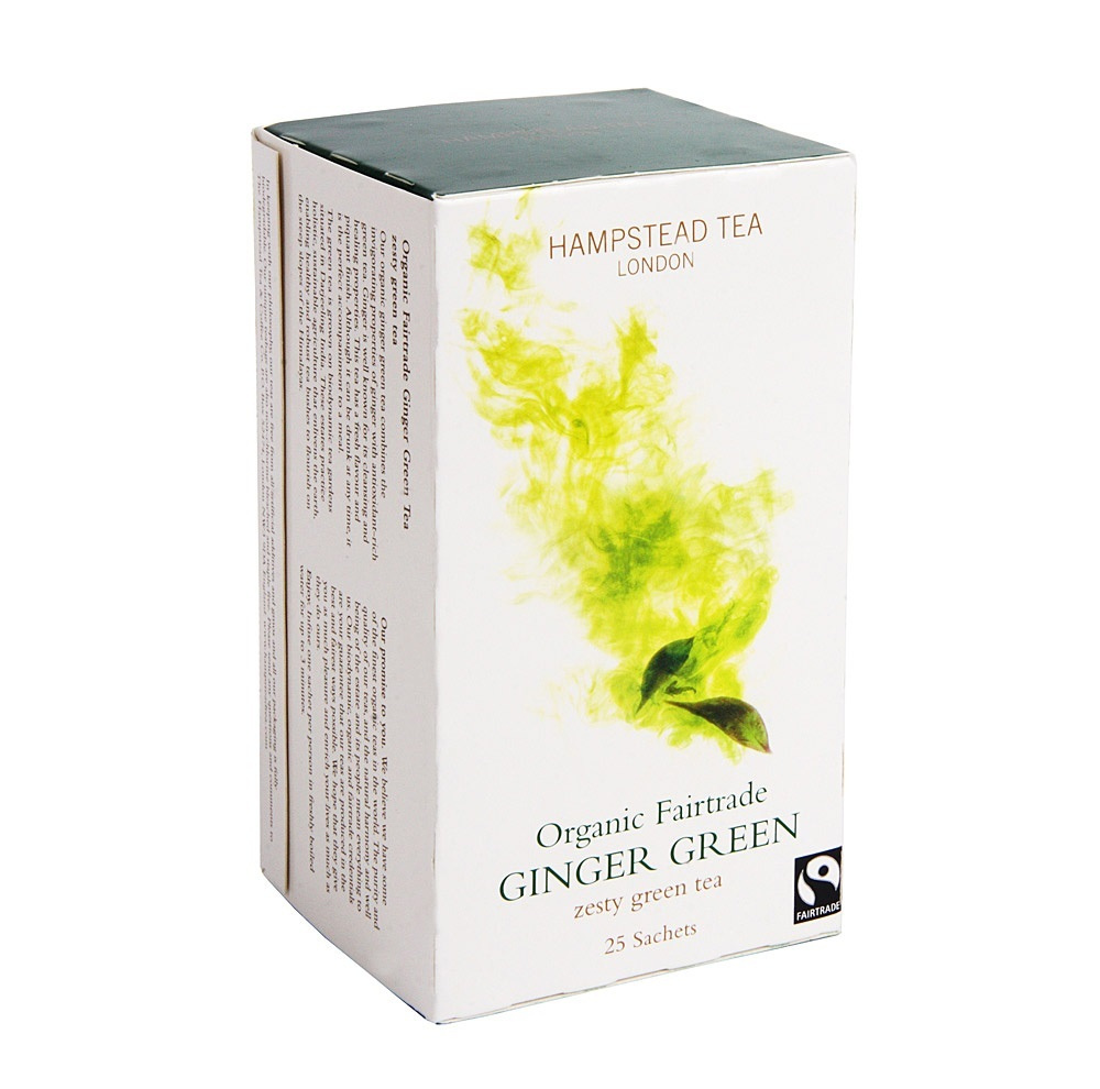 Чай зеленый Hampstead Tea Zesty Ginger Green с имбирем 20 пакетиков Великобритания  #1