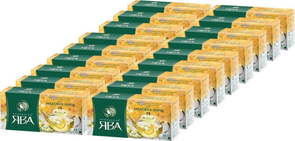 Чай в пакетиках Принцесса Ява Медовая липа, зеленый, 25 пакетиков х 18 упаковок  #1