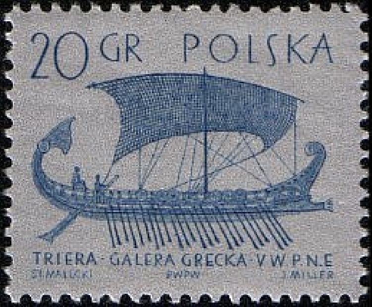 (1963-016) Марка Польша "Греческая трирема" , (гашеная) #1