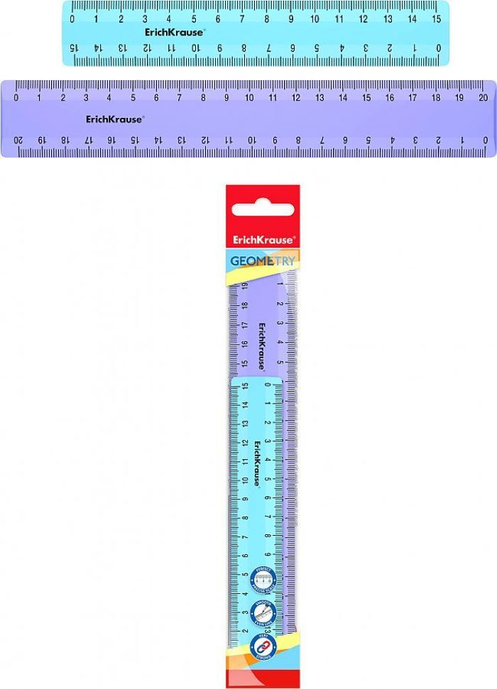 Набор из 2-х линеек Erich Krause 15см. и 20см. (голубой+фиолетовый)  #1