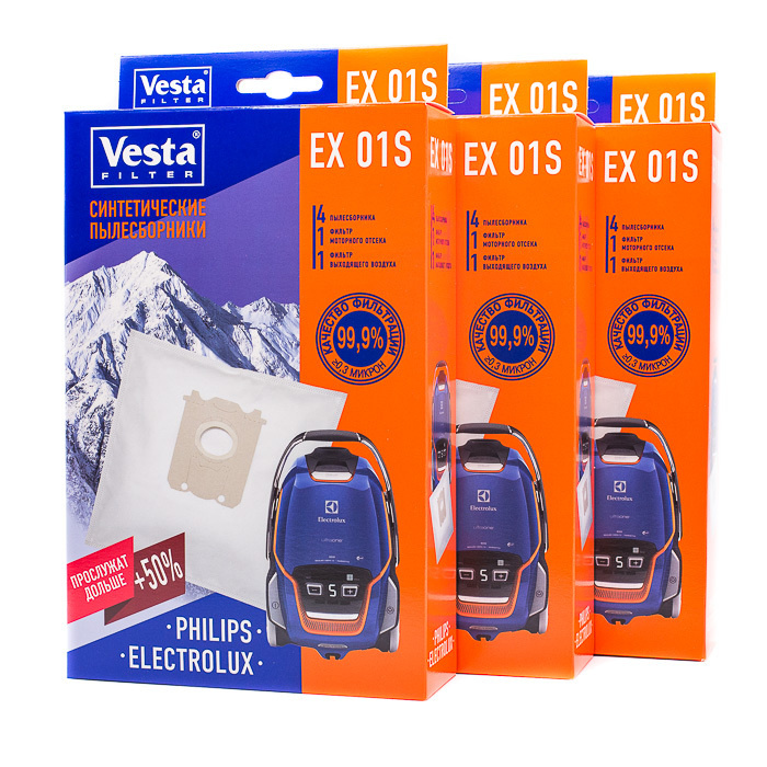 Vesta filter EX 01 S XXl-Pack комплект пылесборников, 12 шт + 6 фильтров  #1