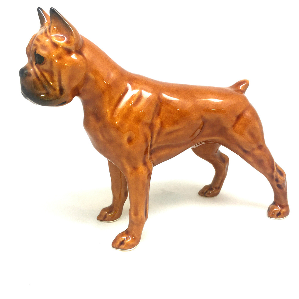 Статуэтка собака декоративная фарфоровая боксер рыжий , подарок, сувенир, фигурка, керамика  #1