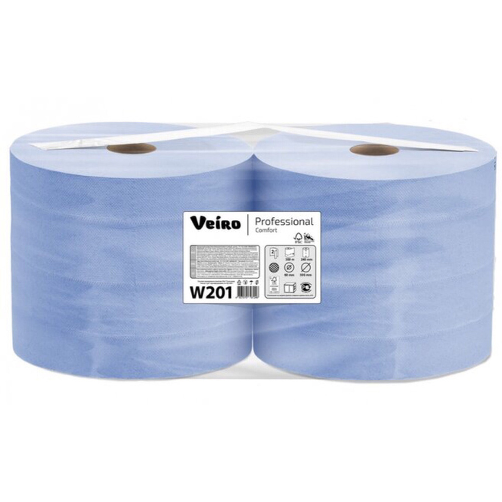 Бумага протирочная, 2-х слойная Veiro Professional Comfort W201, 2 рулона по 350 м (1000 листов)  #1
