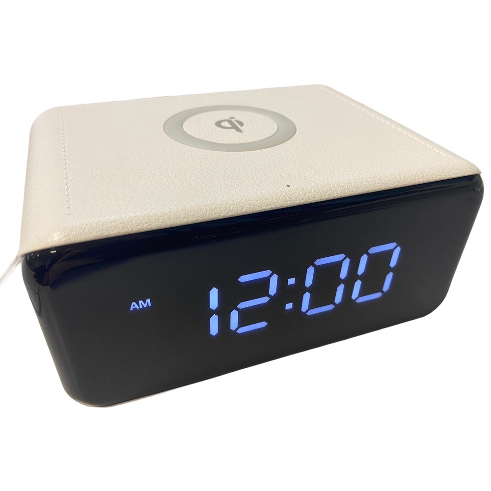 Часы будильник с быстрой беспроводной зарядкой телефона крупными цифрами Часы MyPads A127483  #1