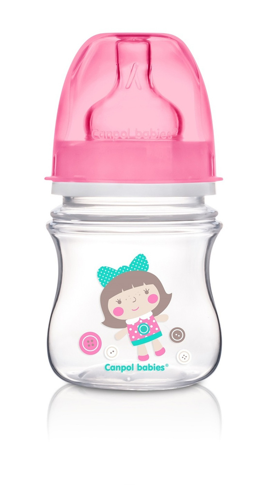 Бутылочка Canpol Babies PP EasyStart с широким горлышком антиколиковая, 120 мл, 0+ Toys, цвет: розовый #1
