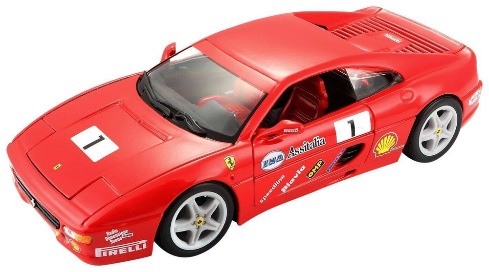 Машинка металлическая Ferrari F355 Challenge, открывающиеся двери, вращающиеся резиновые колеса, масштабная #1