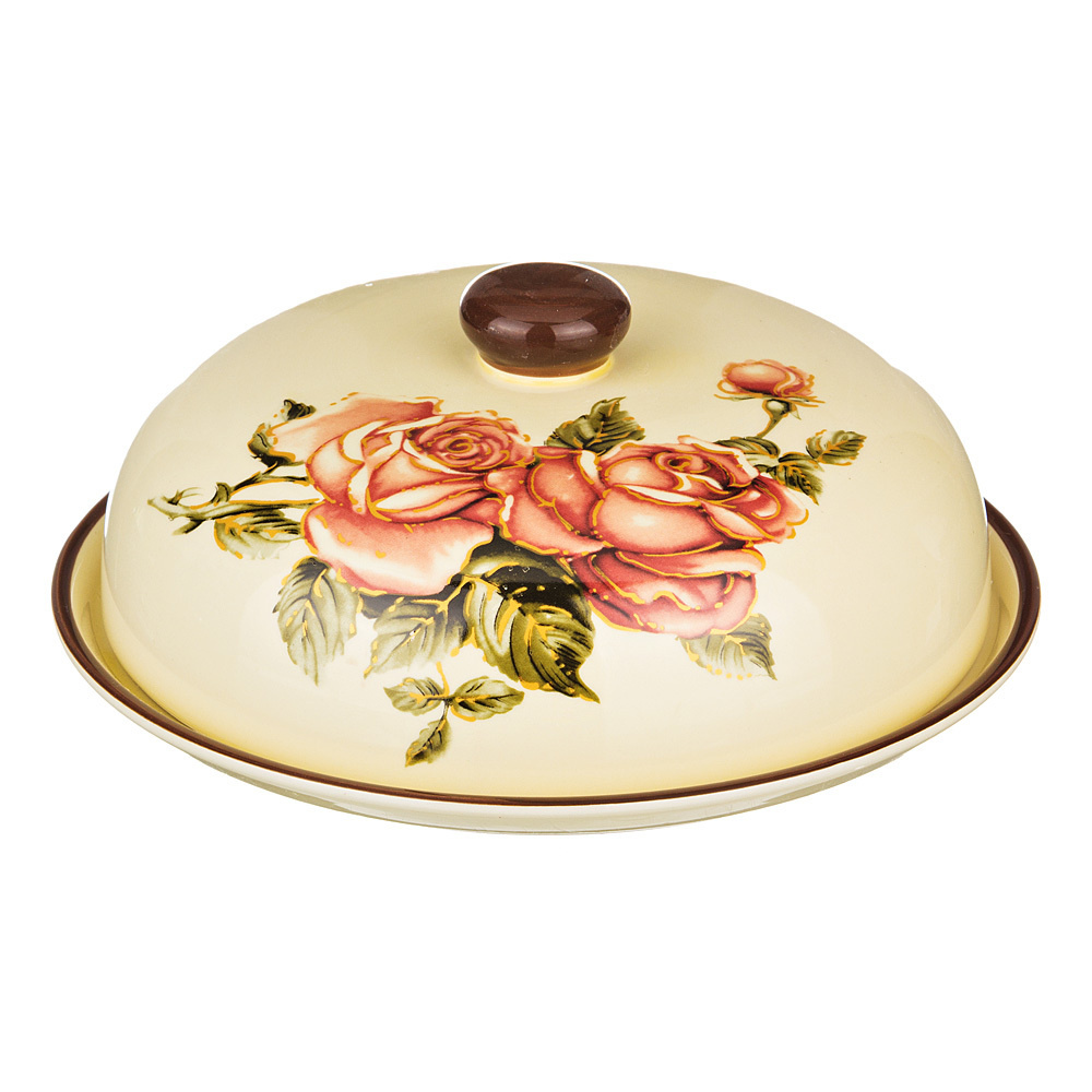 Блюдо для сервировки и подачи блинов с крышкой "Корейская Роза" Agness, диаметр 23 см, керамика Уцененный #1