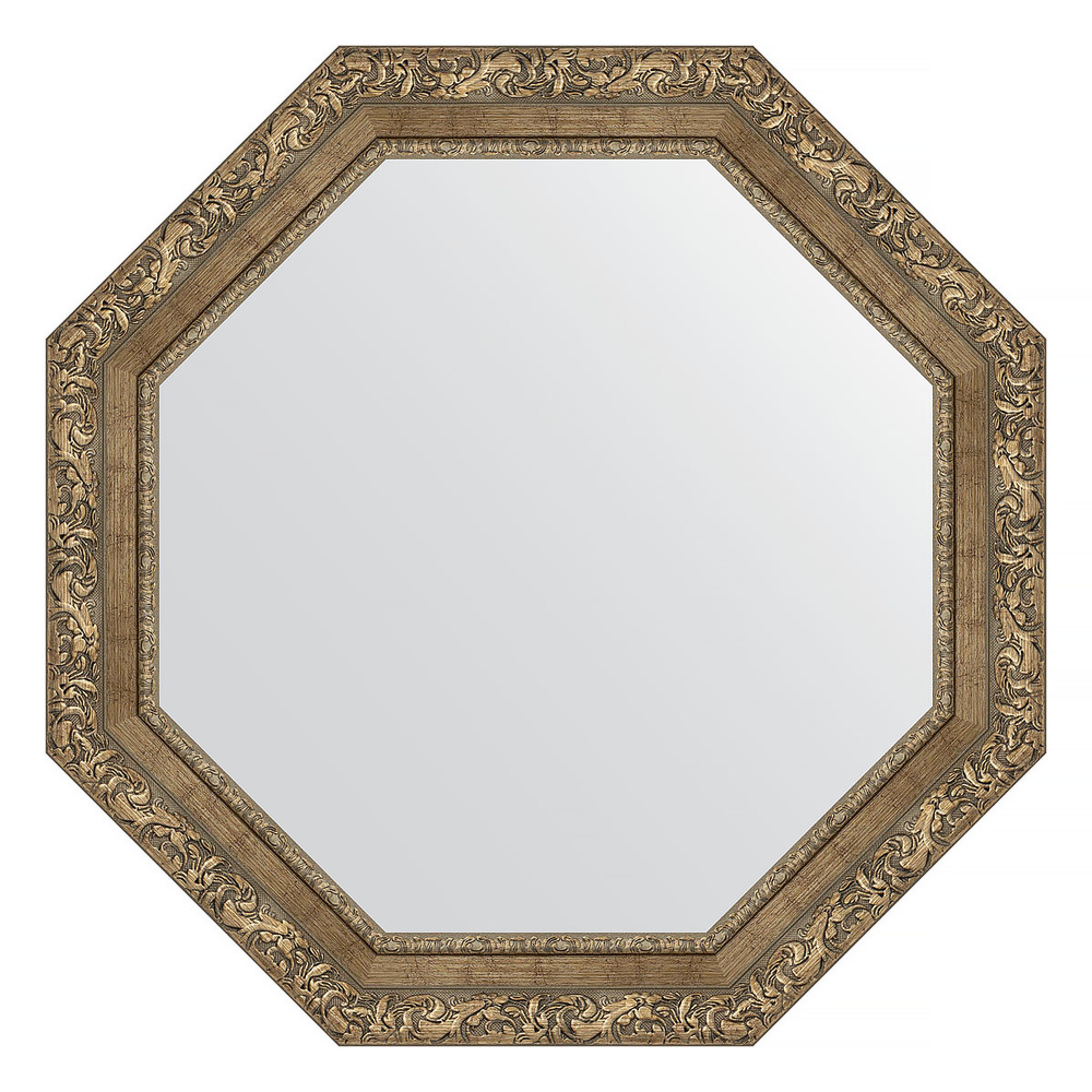 Зеркало в багетной раме - виньетка античная латунь 85 mm (75,4 Х 75,4 cm) (EVOFORM) BY 3783  #1