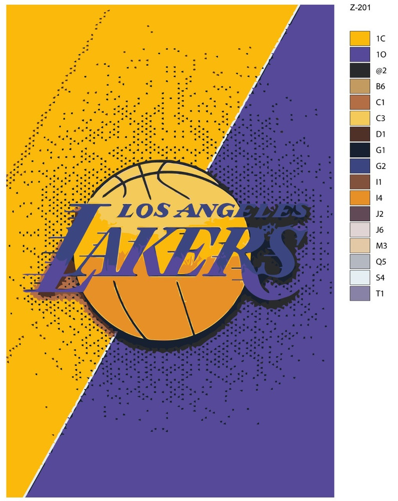 Картина по номерам Z-201 "Логотип баскетбольной команды Lakers" 40х60  #1