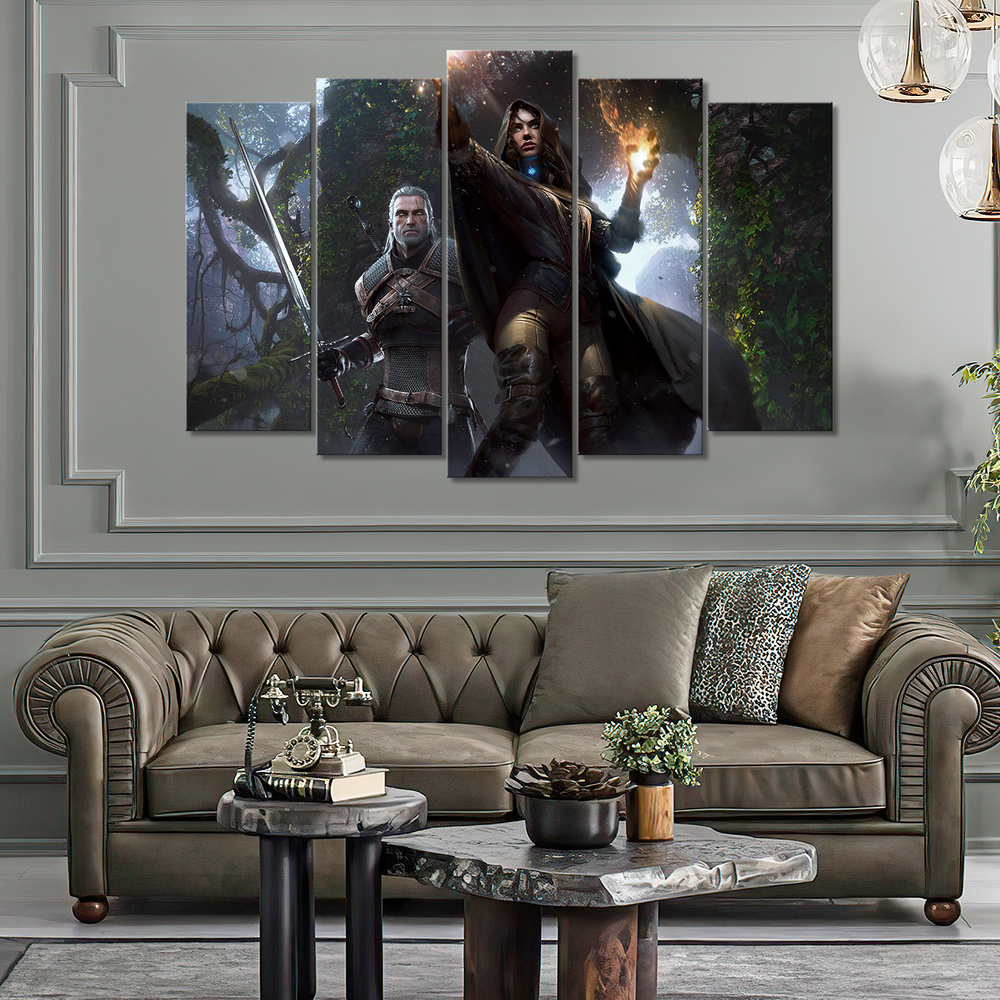 Модульная картина на холсте на стену - Geralt and Yennifer The Witcher - Геральт и Йеннифер Ведьмак 100х70 #1
