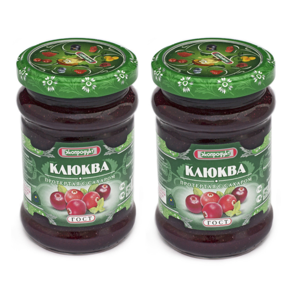 Клюква протертая с сахаром Экопродукт, 320г. цена за 2 штуки  #1