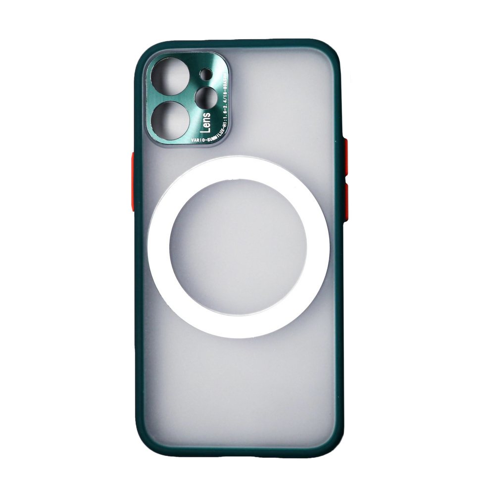 Чехол LuazON для iPhone 12, поддержка MagSafe, с окантовкой, пластиковый, зеленый  #1