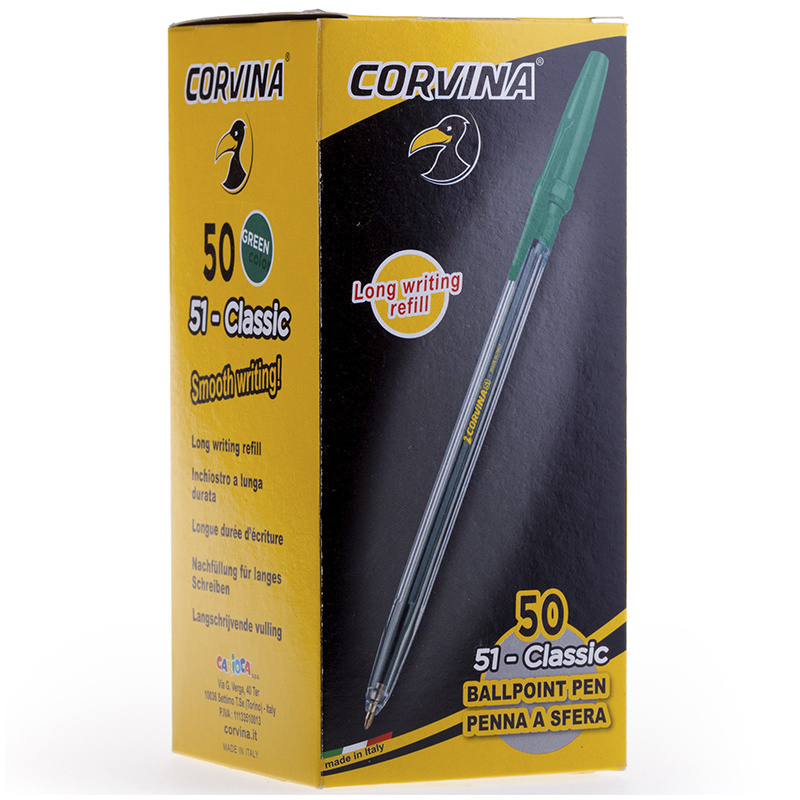 Ручка шариковая Corvina "51 Classic" 40163/04 зеленая, 1,0мм, прозрачный корпус (50 штук)  #1
