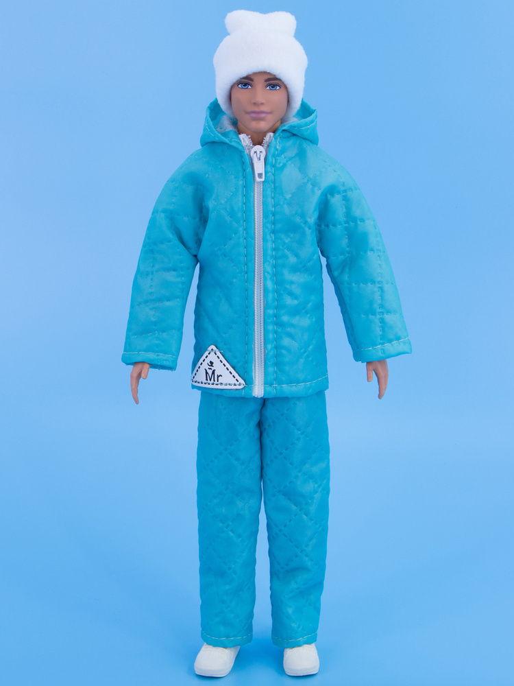 Одежда для кукол Модница Пуховик, штаны и шапка для куклы Кен 29-30 см (мужской) бирюзовый  #1