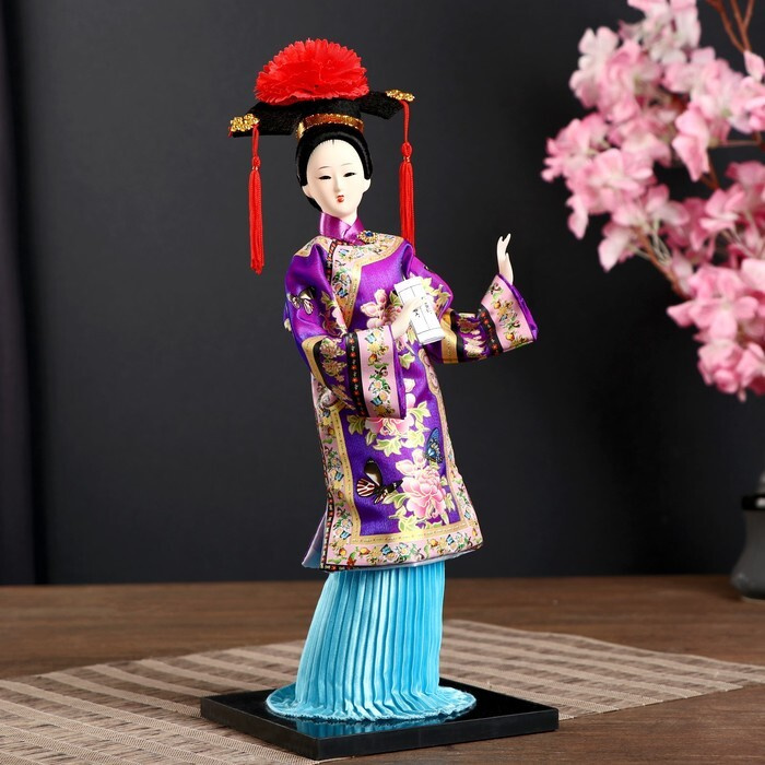 Кукла коллекционная "Китаянка в национ. платье с письменами" 32х12,5х12,5 см  #1