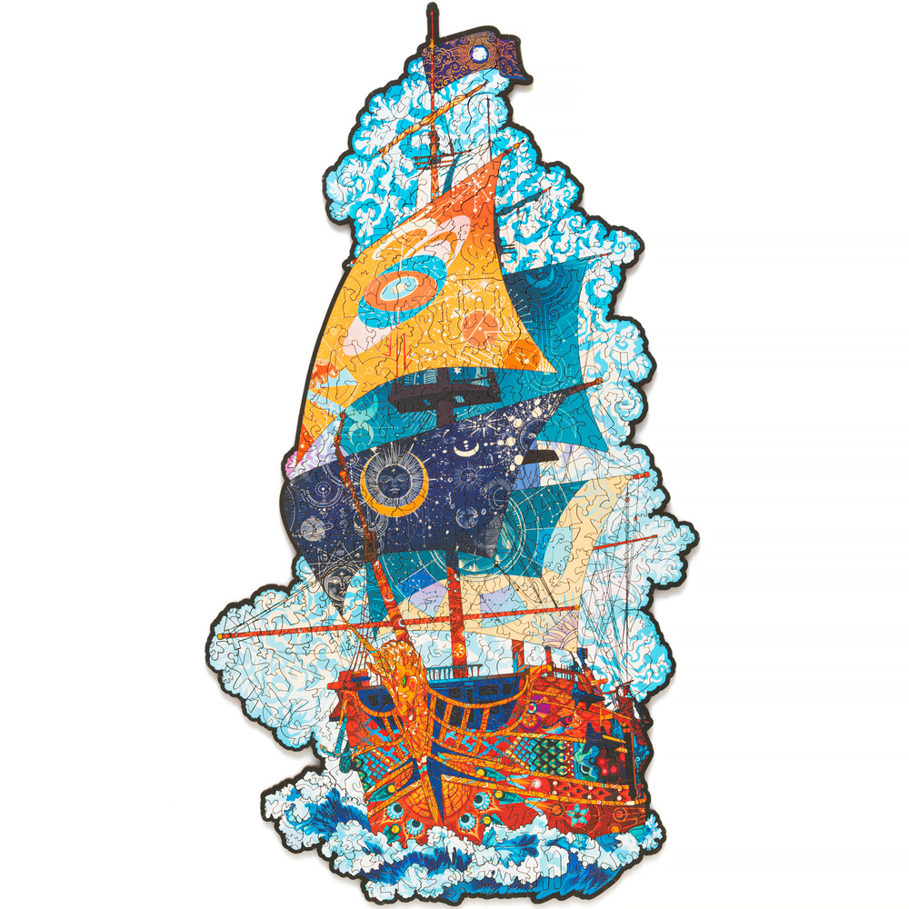 Деревянные пазлы для взрослых и для детей Rugo "Корабль" 31х55 см, 334 уникальных детали  #1
