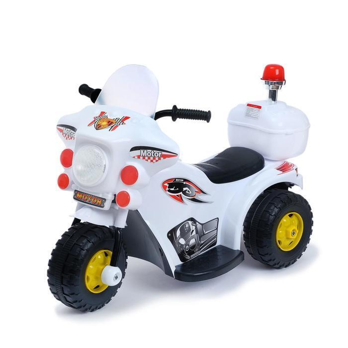 Детский электромобиль "Мотоцикл шерифа", цвет белый / Развивающая игрушка / Конструктор / Машинка / Кукла #1