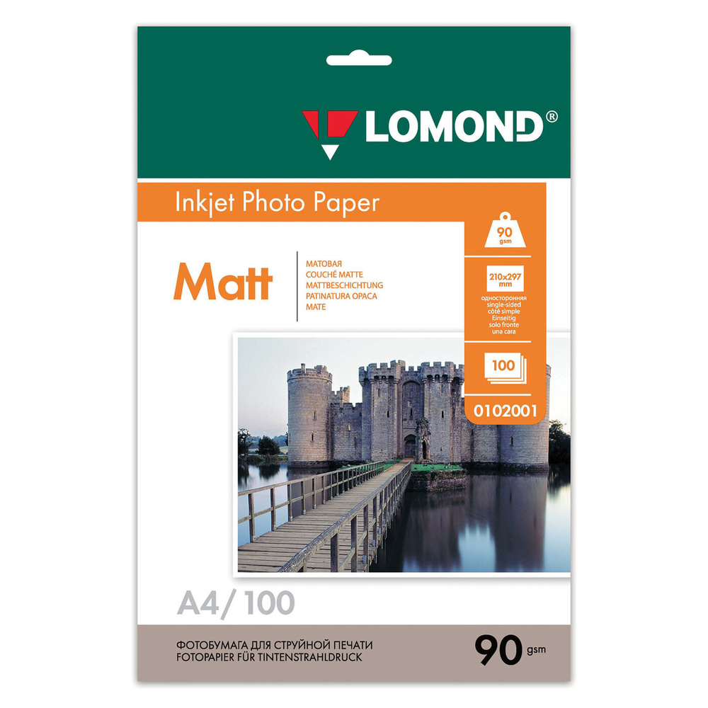 Фотобумага Lomond 0102001 A4/90г/м2/100л./белый матовое для струйной печати  #1