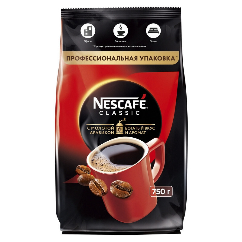 Кофе Nescafe Classic растворимый порошковый пакет, 750г #1