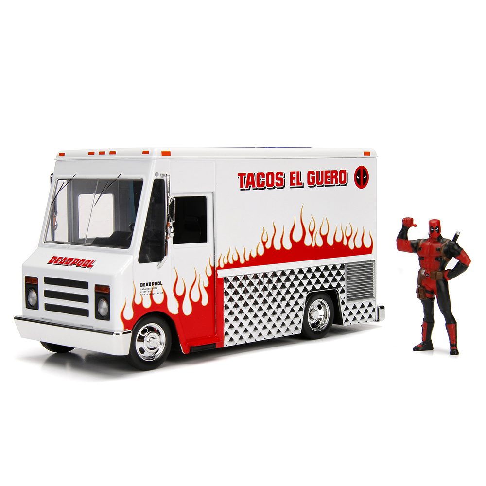 Набор Hollywood Rides Машинка с Фигуркой 2.75" 1:24 Deadpool Taco Truck W/Deadpool Figure 99730  #1