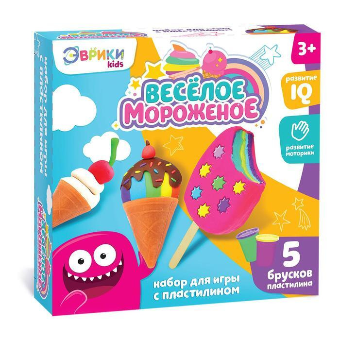 Игровой набор для лепки "Весёлое мороженое", 5 брусков пластилина, аксессуары  #1