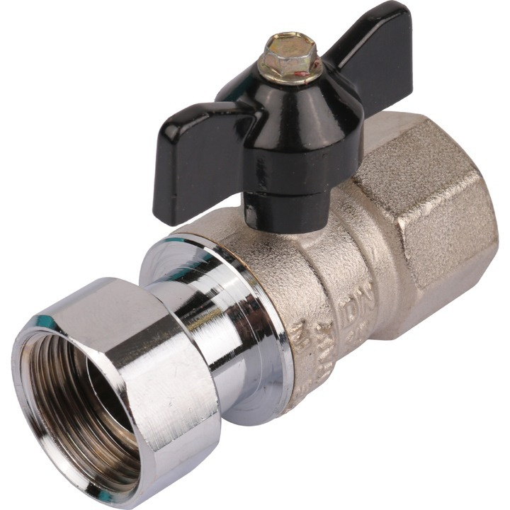 Кран шаровый STOUT 3/4"ВВ с накидной гайкой, прямой, ручка бабочка, SVB ...