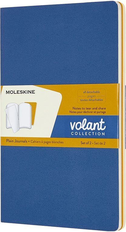 Блокнот без разметки Moleskine Volant, В6, картон, 48 л, 2 шт, синий, желтый  #1