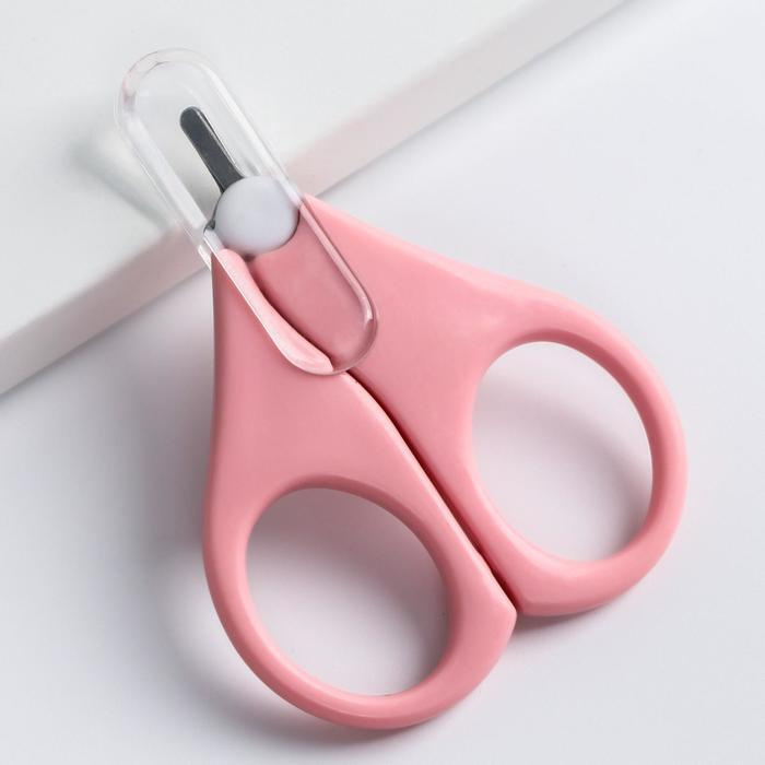 Ножницы детские, с защитным колпачком, цвет розовый #1