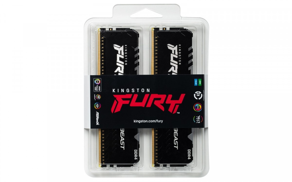 Kingston Fury Оперативная память Beast Black RGB DDR4 2666 МГц 2x8 ГБ (KF426C16BBAK2/16)  #1