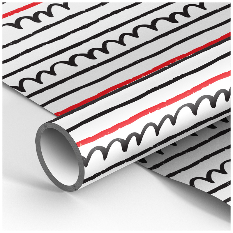 Упаковочная бумага белый крафт MESHU Spirals and lines, 70x100 см. #1