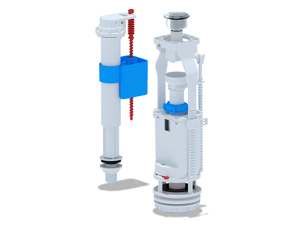 Арматуры для бачка унитаза АНИ пласт WC8510C однорежимная с нижней подводкой 1/2" хромированная кнопка #1