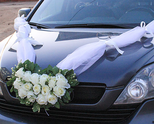 Лента на свадебную машину молодоженов - украшение на капот авто жениха и невесты, кортежа гостей "Свадебная #1