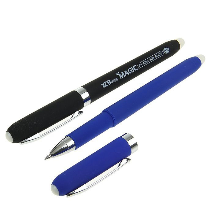 Ручка шариковая со стираемыми чернилами, линия 0,8 мм, стержень синий, корпус прорезиненный, 1 штука #1