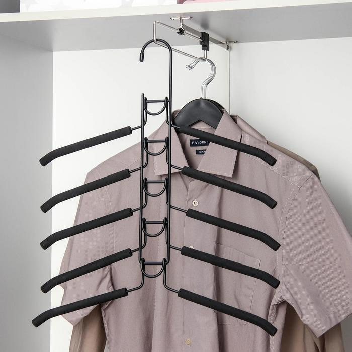 Вешалка-плечики для одежды Доляна, 5-ти уровневая, размер 40-44,со съёмными вешалками, антискользящее #1