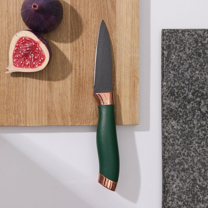 Нож для овощей Доляна Эсмиральда, овощной, лезвие 8,5 см, цвет зелёный  #1