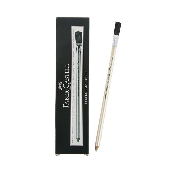 Ластик-карандаш, Faber-Castell Perfection 7058 B для ретуши и точного стирания туши и чернил, с кистью #1