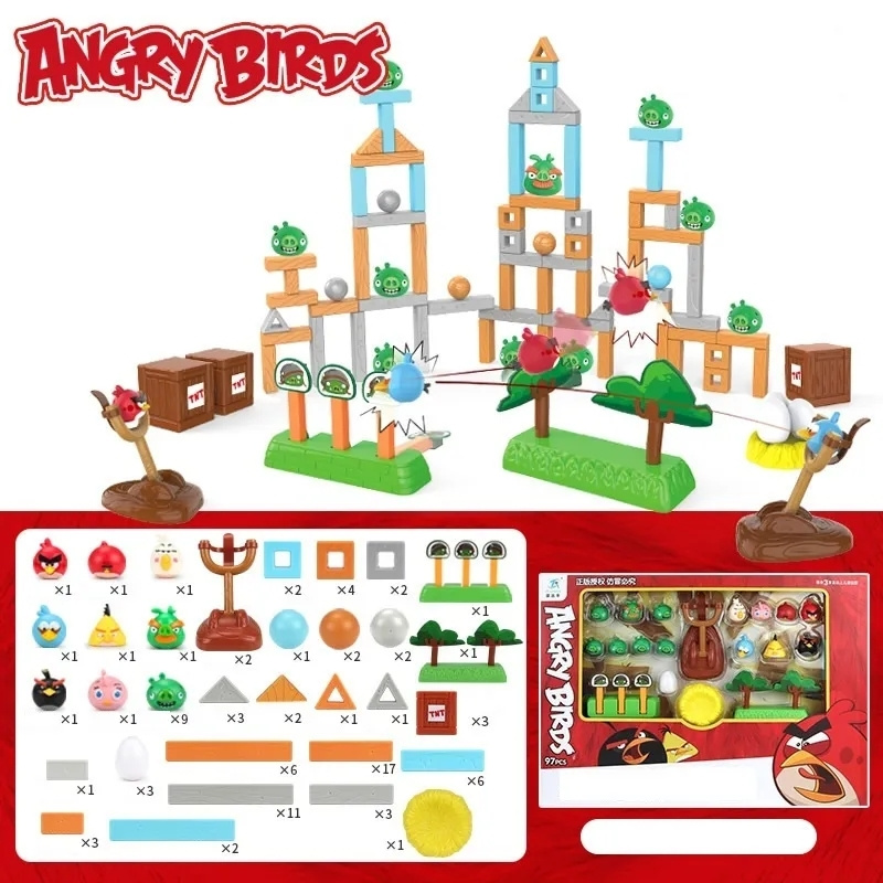 Набор Angry Birds детские строительные блоки рогатка катапульта игрушка ...
