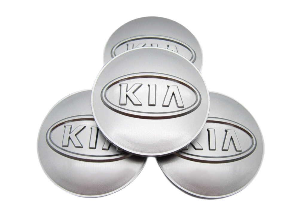 Колпачки заглушки на литые диски КиК Киа серебристый 62/55/10, комплект 4 шт.  #1