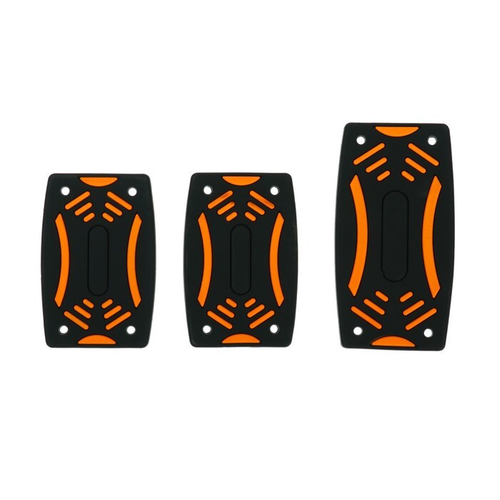 Cartage, Накладки на педали, антискользящие, в наборе 3 штуки черно-оранжевый  #1